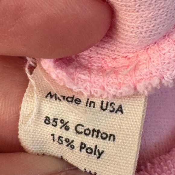 Donni x Stoney Clover Lane Heart Button Sunset Pink Terry Cloth Pullover Sz S - Picture 7 of 9